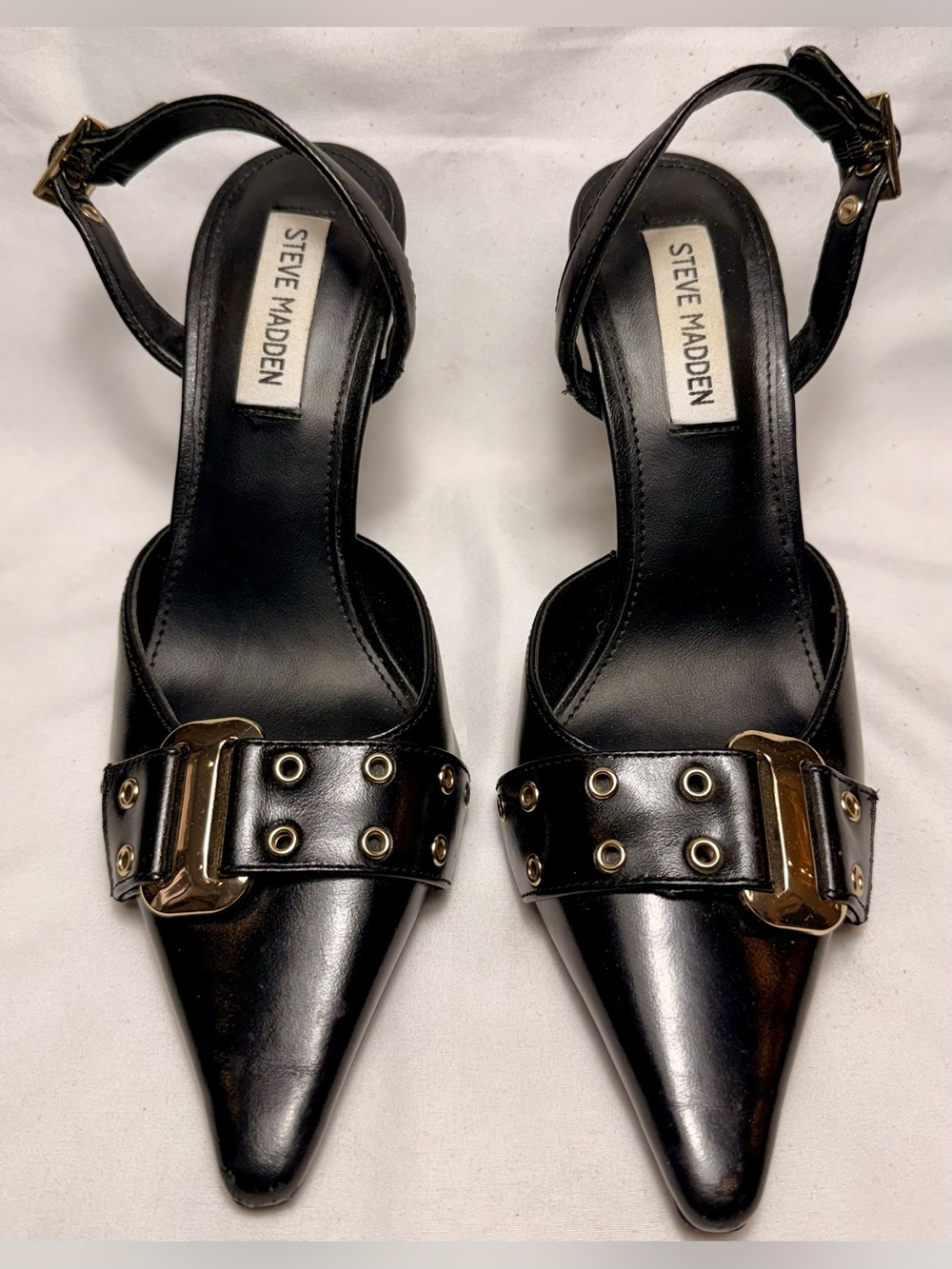 STEVE MADDEN Dillon Leather Slingback Heels - Picture 3 of 6